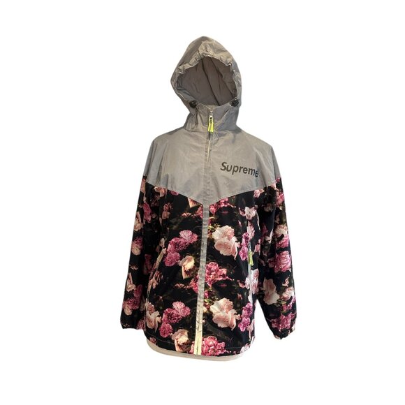 Supreme Floral Anorak Windbreaker Jacket L — 100% Cotton — Roses Print — Rare - Picture 6 of 13